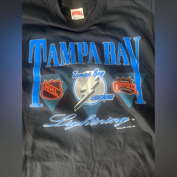 NUTMEG MILLS tampa bay lightning shirt vintage nutmeg mills NHL 1992 Size L - Picture 4 of 6